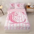 thumbnail image 1 of Homewish Cute Ribbon Bowtie Kids Zipper Twin Comforter Sets with Fitted Sheet and 2 Pillowcases,Pink Letter C Monogrammed Zipper Bedding Set For Girls Kids,Pink Reversible,4-Piece, 1 of 7
