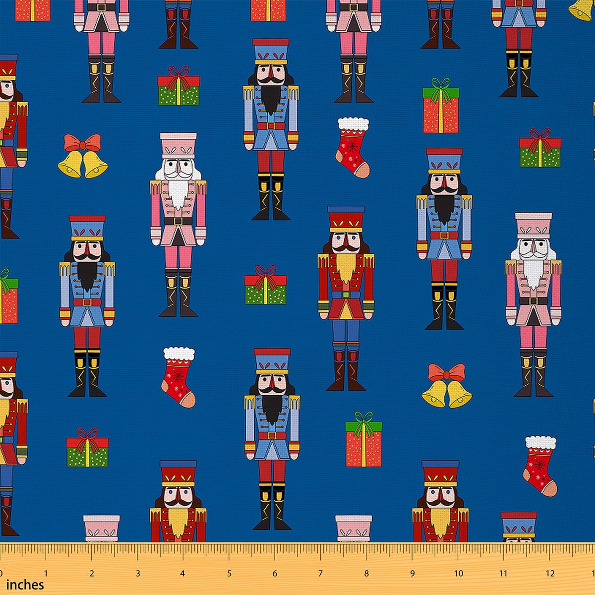 Homewish Cute Royal Nutcracker Fabric by the Yard 3 Yard for Kids, Happy New Year Room Decor Fabric by the Yard, Christmas Gifts Sewing Fabric, Microfiber Bedroom Decor
