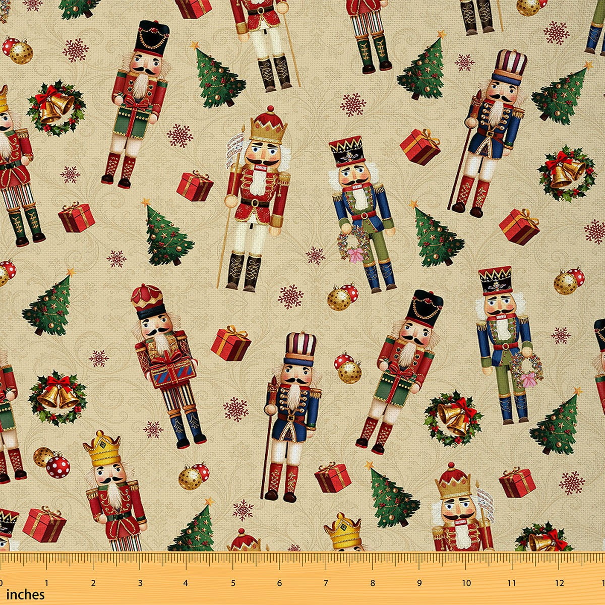 Homewish Cute Royal Nutcracker 01 for Kids, Happy New Year Room Decor Fabric by the Yard, Christmas Tree Gifts Sewing Fabric, Luxury Bedroom Decor