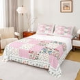 thumbnail image 1 of Homewish Cute Rustic Flower Twin Sheet Sets,Country Botanical Twin Fitted Sheet,Pink Geometric Checkered Flat Sheet For Girls Kids,Breathable Home Decor,3pcs, 1 of 7