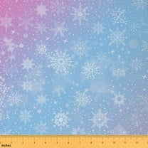 Homewish Cute Snowfalke Fabric by the Yard 1 Yard,Merry Christmas Home Decor Fabric by the Yard,Gradient Purple Blue Sewing Fabric For Girls Kids,Ultra Soft Home Decor