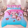 thumbnail image 1 of Homewish Cute Strawberry Axolotl 3 Pieces Queen Comforter Set for Kids Teens,Abstract Gradient Glitter Ultra Soft Bedding Sets,Kawaii Animal Salamander Bedding Comforter Set Breathable, 1 of 8