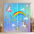 thumbnail image 1 of Homewish Cute Unicorn Animal Curtains Pack of 2 (42x84 Each) for Kids, Kawaii Cartoon Butterfly Curtains Blackout, Glitter Rainbow Bedroom Curtains, Window Curtains Decor, 1 of 6