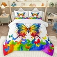 thumbnail image 1 of Homewish Cute Watercolor Butterfly Queen Comforter Set,Multicolor Graffiti Bedding Sets,Modern Aesthetic Art Bedding Comforter Set For Girls Teens,Luxury Bedroom Decor,3-Piece, 1 of 8