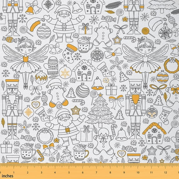 Homewish Cute Xmas Tree 01 for Kid, Nutcracker Princess Room Decor Fabric by the Yard, Orange Cartoon Christmas Sewing Fabric, Luxury Bedroom Decor