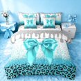 thumbnail image 1 of Homewish Cyan Bowknot Full Size Bedding Sets for Princess Girls, Glitter Cheetah Print Full Size Bed in a Bag, Polka Dots Reversible, 7 Pieces, 1 of 7