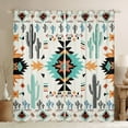 thumbnail image 1 of Homewish Cyan Triangle Aztec Blackout Curtains Set of 2 (52x84 Each), Cartoon Cactus Plant Botanical Window Curtains, Teens Kids Adult Curtains and Drapes, Blackout Curtains Decor, 1 of 6