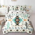 thumbnail image 1 of Homewish Cyan Triangle Aztec Twin Bedding Sets 7-Piece, Cartoon Cactus Plant Botanical Bedding Comforter Set, Teens Kids Adult Reversible Sheet Sets, Ultra Soft Bedroom Decor, 1 of 7