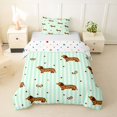 thumbnail image 1 of Homewish Dachshund Bow Twin Duvet Cover,Cute Animal Twin Bedding,Green White Stripes Decor,Polkadot Reversible,2 Pieces,1 Duvet Cover and 1 Pillowcase, 1 of 6