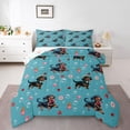 thumbnail image 1 of Homewish Dachshund Dog Full Size Comforter Sets,Cherry Donut Bedding Comforter Set,Blue,Colorful Stars Reversible,3 Pieces,1 Comforter and 2 Pillowcases, 1 of 7