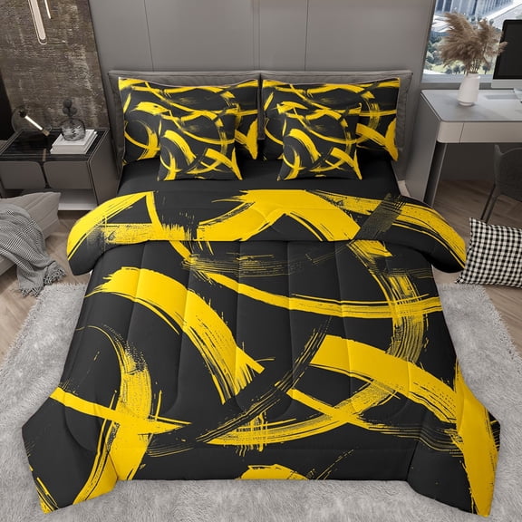 Homewish Daisy Flowers Bedding Comforter Set 7 Pieces for Female Men Adults,Botanical Plants Full Bedding Set Lightweight,Spring Garden Fitted Sheet Flat Sheet,Breathable Home Decor,Reversible