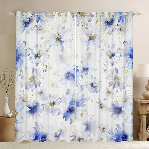 Homewish Daisy Flowers Black Out Curtains for Female Men Adults,Abstract Gradient Blossoms Curtains Pack of 2 (42x63 Each),Spring Garden Bedroom Curtains,Breathable Home Decor