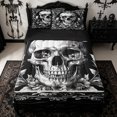 thumbnail image 1 of Homewish Damask Floral Skull Zipper Full Size Comforter Sets with Fitted Sheet and 2 Pillowcases for Adults, Gothic Antique Boho Flower Zipper Bedding Set, Black Reversible, 4-Piece, 1 of 6