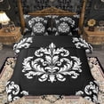 thumbnail image 1 of Homewish Damask Print 7-Piece Bedding Comforter Set,Retro Victorian Flower King Bedding Sets,Black White Bed Sheets For Men Women,Super Cozy Room Decor Reversible, 1 of 8