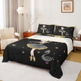 thumbnail image 1 of Homewish Dance Ballet Girl Twin Sheet Sets 3pcs for Teens Children,Cartoon Swan Twin Fitted Sheet Microfiber,Golden Stars Glitter Breathable Flat Sheet,Microfiber Bedroom Decor, 1 of 7