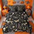 thumbnail image 1 of Homewish Dark Halloween Deer Skeleton 7-Piece Twin Bedding,Mushroom Dragonfly Print Bedding Comforter Set,Black Gold,Black Reversible, 1 of 8