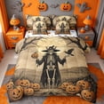 thumbnail image 1 of Homewish Dark Halloween Wizard Skeleton 7pcs Queen Bedding,Crow Pumpkin Print Bedding Comforter Set Queen,Tan Black Orange,Halloween Reversible, 1 of 8
