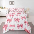 thumbnail image 1 of Homewish Deamy Bow-tie Teens Queen Comforter Set, Kawaii Red Pink Bowknot Bedding Sets, Princess Cartoon Bow Reversible Bedding Comforter Set, Super Cozy Room Decor, 3 Pieces, 1 of 8