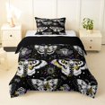 thumbnail image 1 of Homewish Death Moths Twin Comforter Sets,Halloween Spooky Skull Bedding Set,Yellow Purple,Black Reversible,2-Piece,1 Comforter and 1 Pillowcase, 1 of 7