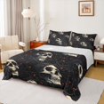 thumbnail image 1 of Homewish Death Skull Queen Sheets For Adults Teens,Goth Halloween Queen Sheet Sets,Cream Black,4 Pieces,1 Flat Sheet, 1 Fitted Sheet and 2 Pillowcases, 1 of 6