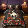 thumbnail image 1 of Homewish Death Skull Twin Bedding, Hippie Mushroom Flower Bedding Comforter Set, Black Reversible 7 Pieces, 1 of 7