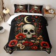 thumbnail image 1 of Homewish Death Skull Twin Quilt Set, Hippie Mushroom Flower Twin Coverlet Set, 2 Pieces 1 Bedspread and 1 Pillowcase, 1 of 7
