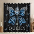 thumbnail image 1 of Homewish Diamond Bow-tie Blackout Curtains Set of 2 (52x84 Each), Blue Glitter Butterfly Window Curtains, Retro Fashion Damask Curtains and Drapes, Blackout Curtains Home Decor, 1 of 6