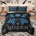 thumbnail image 1 of Homewish Diamond Bow-tie Queen Comforter Set, Blue Glitter Butterfly Bedding Sets, Retro Fashion Damask Reversible Bedding Comforter Set, Breathable Home Decor, 3-Piece, 1 of 8