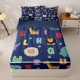 thumbnail image 1 of Homewish Dinosaur Elephant Giraffe Zipper Twin Comforter Sets with Fitted Sheet and 2 Pillowcases,Multicolor Letter Lovely Cute Animals Zipper Bedding Set For Boys Kids,Reversible,4-Piece, 1 of 7