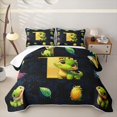 thumbnail image 1 of Homewish Dinosaur Twin Quilt Set for Boys Girls, Dino Letter T Twin Coverlet Set, 1 of 7