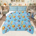 thumbnail image 1 of Homewish Dinosaur Tiger Zebra Queen Comforter Set,Cute Zoo Animal Bedding Sets,Blue Gray Orange Bedding Comforter Set For Boys Kids,Breathable Home Decor Reversible,3pcs, 1 of 8