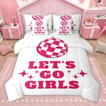 Homewish Disco Ball 7-Piece Twin Bedding Sets,Western Cowgirl Bedding Comforter Set,Pink White Sheet Sets For Girls Kids,Ultra Soft Home Decor Reversible