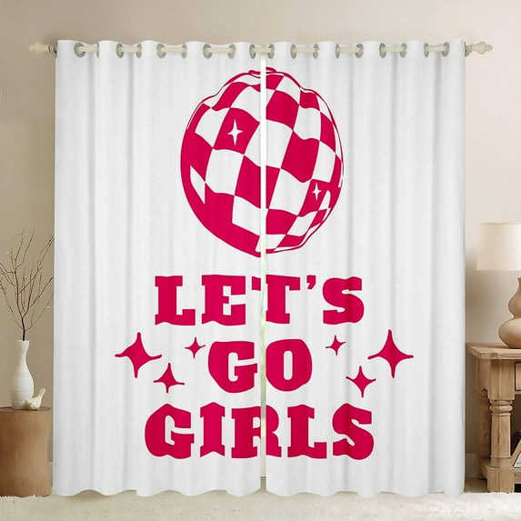 Homewish Disco Ball Black Out Curtains,Western Cowgirl Curtains Pack of 2 (42x63 Each),Pink White Bedroom Curtains For Girls Kids,Ultra Soft Home Decor