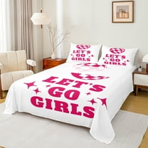 Homewish Disco Ball Twin Sheet Sets,Western Cowgirl Twin Fitted Sheet,Pink White 03 For Girls Kids,Ultra Soft Home Decor,3 Pieces