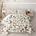 thumbnail image 1 of Homewish Dog Paw Bone Twin Quilt Set,Woof Print Twin Coverlet Set,Beige,2 Pieces, 1 of 7