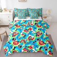 thumbnail image 1 of Homewish Dog Paw Prints 7pcs Queen Bedding,Retro Hippie Pet Bedding Comforter Set Queen,Green Blue,Polkadot Reversible, 1 of 8
