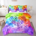 thumbnail image 1 of Homewish Dog Paws Heart 7 Pieces Full Size Bedding Sets,Watercolor Tie Dye Print Full Size Bed in a Bag,Green Purple,Polkadot Reversible, 1 of 8