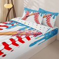 thumbnail image 1 of Homewish Donut Baseball Zipper Full Size Comforter Sets with Fitted Sheet and 2 Pillowcases, Blue Ice Cream Sprinkle Zipper Bedding Set for Girls, Polka Dots Reversible, 4pcs, 1 of 6