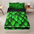 thumbnail image 1 of Homewish Dragon Scale Zipper Twin Comforter Sets with Fitted Sheet and 2 Pillowcases,Retro Wildlife Zipper Bedding Set,Green,Black Reversible,4pcs, 1 of 8