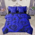 thumbnail image 1 of Homewish Dreamy Blue Rose 7 Pieces Bedding Comforter Set,Romantic Floral Flower Full Bedding Set,Natural Plant Fitted Sheet Flat Sheet For Girls Kids,Breathable Home Decor Reversible, 1 of 8