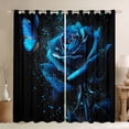 thumbnail image 1 of Homewish Dreamy Blue Rose Black Out Curtains,Romantic Flower Curtains Pack of 2 (42x63 Each),Glitter Print Bedroom Curtains For Girls Kids,Breathable Home Decor, 1 of 6