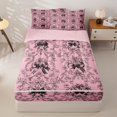 thumbnail image 1 of Homewish Dreamy Bow-Tie Zipper Twin Comforter Sets with Fitted Sheet and 2 Pillowcases For Girls,Black Pink Zipper Bedding Set,Pink Reversible,4-Piece, 1 of 7