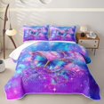 thumbnail image 1 of Homewish Dreamy Butterfly Quilt King For Girls,Purple Galaxy King Coverlet Set,3pcs, 1 of 7