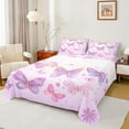thumbnail image 1 of Homewish Dreamy Butterfly Twin Sheet Sets 3pcs for Kids Girls, Chic Floral Flower Twin Fitted Sheet, Cute Purple Pink White Flat Sheet, Super Cozy Room Decor, 1 of 7