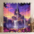 thumbnail image 1 of Homewish Dreamy Castle Blackout Curtains for Girls, Rainbow Stars Floral Curtains Pack of 2 (42x84 Each), 1 of 5