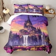 thumbnail image 1 of Homewish Dreamy Castle Quilt King for Girls, Rainbow Stars Floral King Coverlet Set, 3 Pieces 1 Bedspread and 2 Pillowcases, 1 of 7