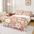 thumbnail image 1 of Homewish Dreamy Groovy Flower Twin Sheet Sets for Kids, Rustic Daisy Floral Twin Fitted Sheet, Brown Cartoon Theme Flat Sheet, Luxury Bedroom Decor, 3 Pieces, 1 of 7