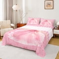 thumbnail image 1 of Homewish Dreamy Princess Dress 3pcs Twin Sheet Sets for Teens Kids Children Girls,Kawaii Pink Bow Twin Fitted Sheet,Geometric Stripes Breathable Flat Sheet,Lightweight Room Decor, 1 of 7