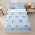 thumbnail image 1 of Homewish Dreamy Princess Style Zipper Twin Comforter Sets with Fitted Sheet and 2 Pillowcases,Blue Cute Bow Tie Zipper Bedding Set For Bowknot Lovers,Reversible,4-Piece, 1 of 7