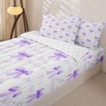 thumbnail image 1 of Homewish Dreamy Purple Ribbon Zipper Full Size Comforter Sets with Fitted Sheet and 2 Pillowcases for Kids, Princess Bow Zipper Bedding Set, Reversible, 4pcs, 1 of 6